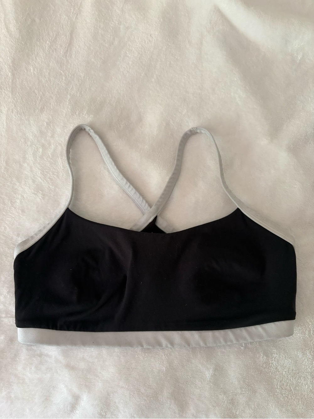 All in Motion Black & White Keyhole Back Sports Bra